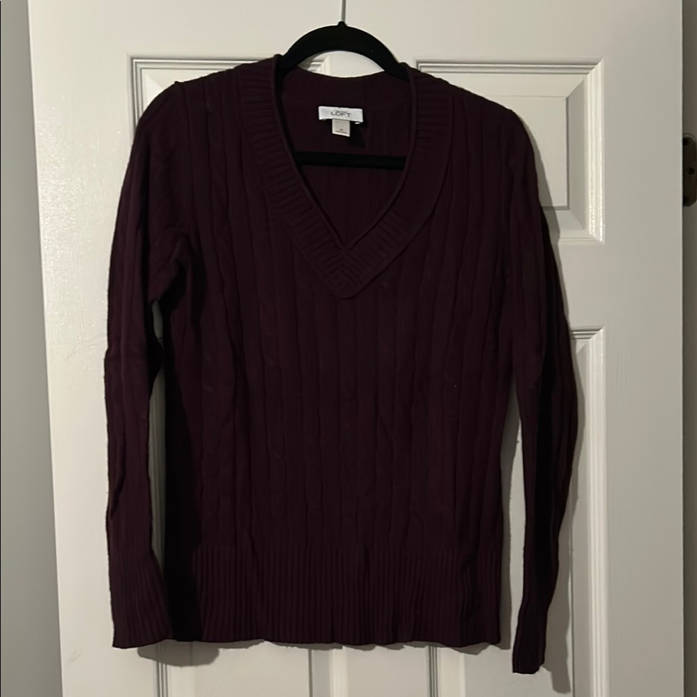 LOFT Burgundy V-Neck Sweater